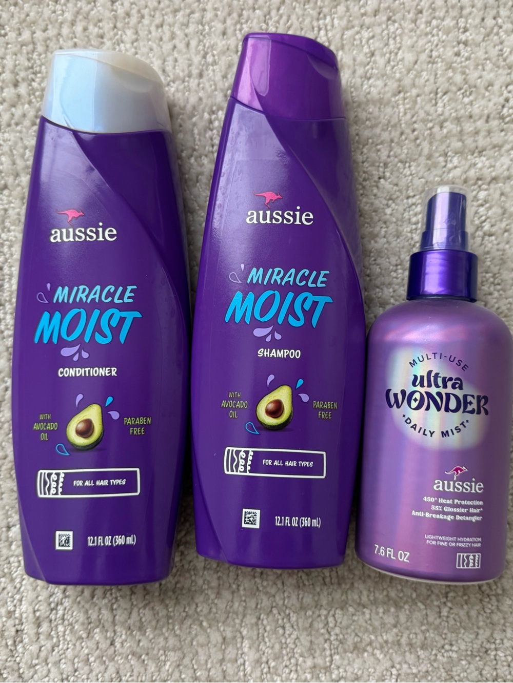 Aussie Miracle Moist Shampoo, Conditioner, Daily Mist Bundle